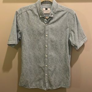 Topman shirt sleeve button down - S - blue and white